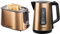 Bestron Toaster mit 2 Röstkammern, Krümelschublade und Brötchen-Röstaufsatz, 1.000 W, Edelstahl in Kupfer-Optik & Wasserkocher mit 360° Basis, inkl. Kochstopp-Automatik, 1.7 L, 2200W, Kupfer