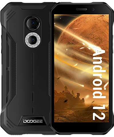 DOOGEE S51 (2023) Téléphone Portable Incassable, 4Go+64Go(TF512Go), Android 12, Batterie 5180mAh, Écran 6.0 HD+,NFC Supporte, 12 MP Double Caméra Arrière Smartphone Antichoc Étanche - Noir