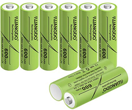 HR03 Lot de 8 piles rechargeables AAA 600 mAh pour lampes solaires d'extérieur de jardin pré-chargées