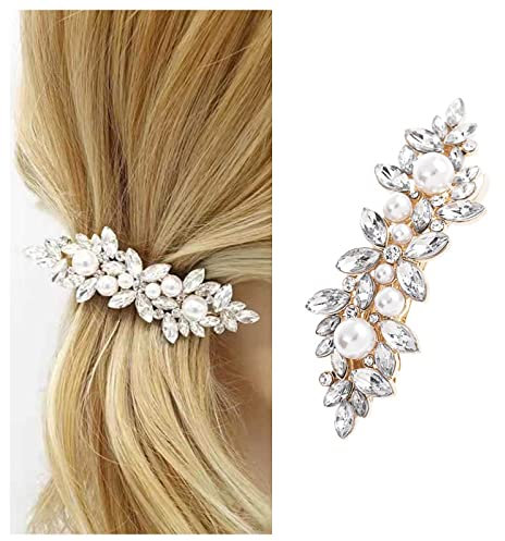 Cimenexe Böhmische Kristallperle Haarspange Funkelnde Strass Haarspange Gold Kristall Haarnadeln Clips Gepflasterte Blume Haarspange Braut Kopfbedeckung Dekorative Perle Hochzeit Haarschmuck Schmuck