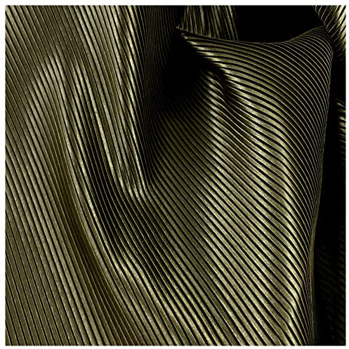 Satin Plissee Stoff Linie Textur Fein Streifen Akkordeon Plisse Stoff für Kleid Rock Nähmaterial 144,8 cm Breite MM373 (Bronze)