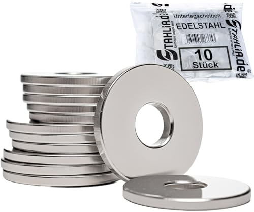 Stahlia Unterlegscheiben M8 Karosseriescheiben 8,4 x 40 mm Edelstahl V2A (10 Stück) DIN 9021 Beilagscheiben Distanzscheiben Kotflügelscheiben große U-Scheiben