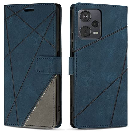 SONWO Hülle für Xiaomi Redmi Note 12 Pro 5G, Premium PU Leder Handyhülle Flip Case Wallet Silikon Schutzhülle Klapphülle für Xiaomi Redmi Note 12 Pro 5G, Blau