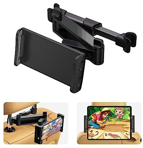 Nestling Tablet Holder for Car, 360°Rotatable Car Ipad Back Seat Headrest Mount With Collapsible Arm, Car Tablet Holder for Kids, Stretchable Headrest Tablet Mount for 4.7-14 Inch Tablets/phone…