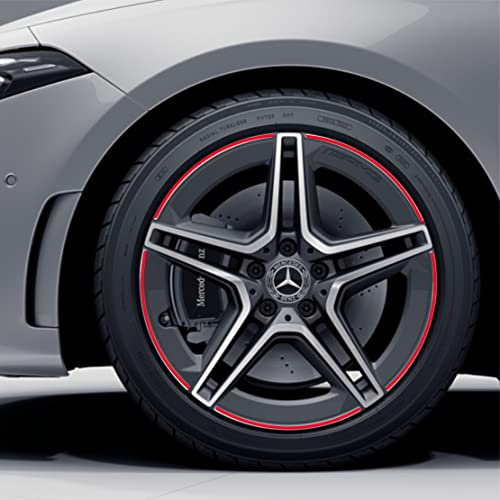 DualColorStampe Aufkleber Streifen kompatibel mit Mercedes-Benz AMG Alufelgen 18 Zoll Rad Felgen Streifen Aufkleber Auto Sport Code 0338 (Fluoreszierendes Rot)