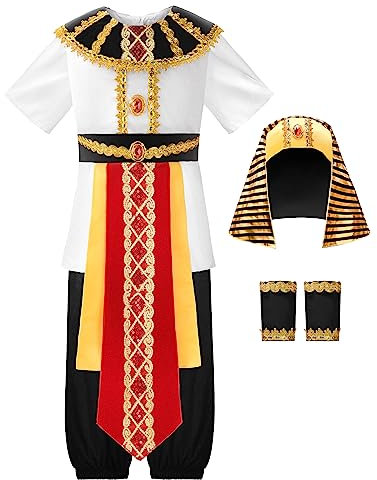 ReliBeauty Pharao Kostüm Ägyptischer König Kinder Junge mit Kopfschmuck，110