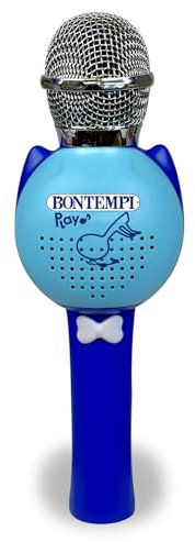Bontempi | SonicLink Mic - Microfono Wireless con Funzione Karaoke e Cambio Voce, Blu, 24,9x8,4x7,4 cm