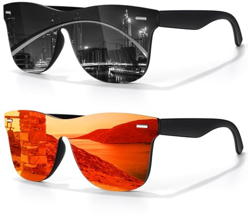 LINVO Sonnenbrille Herren Damen Polarisiert Klassisch Verspiegelt Modisch UV400 Schutz Unisex Brille für Autofahren Reisen