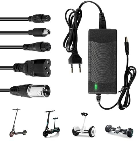 Ladegeräte Für Scooter, E Scooter Ladegerät, Hoverboard Ladekabel, 42V 2A AC E Scooter Ladekabel Mit 6 Anschlüssen, Elektroroller Ladegerät, für Scooter Elektrisch Balancierrad