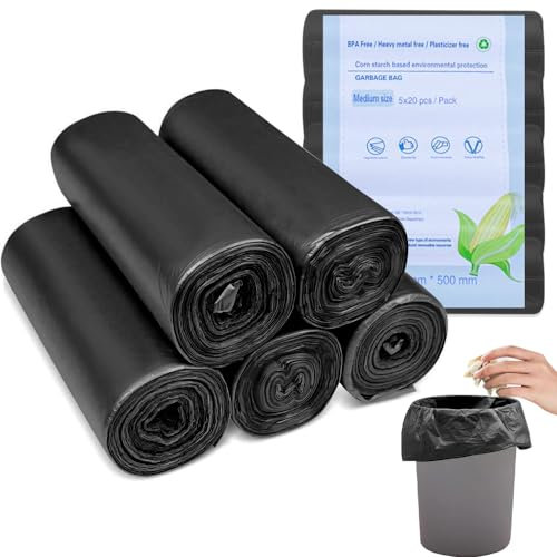 100 bolsas de basura biodegradables de 15 litros, bolsas de basura biodegradables de 50 x 60 cm, bolsas portátiles de residuos de alimentos, bolsas de basura de pedal fuertes, bolsas de basura de