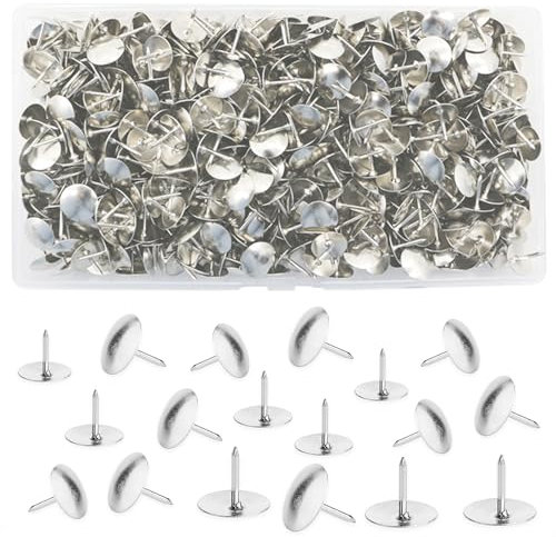 1000 Stück Reißzwecken, BetterJonny 9,5 mm Silber Push Pins Eisen Daumen Tacks Kopf Nagel Pin Türnagel für Büro oder DIY
