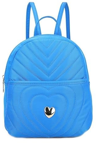 Girly Handbags Damen-Rucksack aus Kunstleder mit gestepptem Herzdesign Königsblau