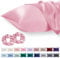 Vielit 2 Pack Satin Pillowcase for Hair and Skin Cooling,Soft as Silk Pillowcase for Hair and Skin,Easier Care than Silk Pillow Case Pink 50x75cm Gifts for Women Envelope & 2 Scrunchies