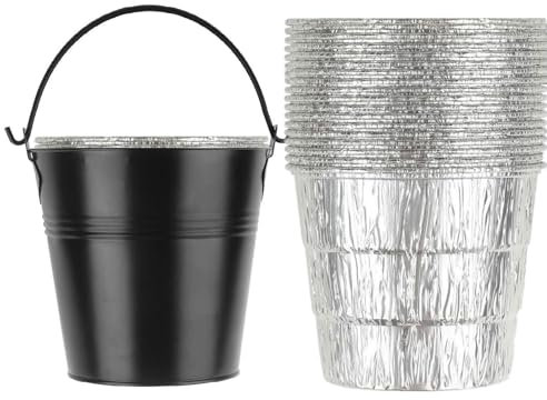 20-pack fettfoder och 1-pack svart hink kompatibel med Traeger Pro-serien 575/780, 22/34-serien, Ironwood 650/885 grillar, grilltillbehör droppbricka foder