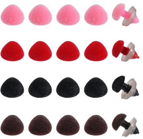 GORGECRAFT 1 Box 40Stk 4 Farben Kunststoff-Sicherheitsnasen Tierpuppen-Bastelarbeiten Dreieck Häkelhund Teddybär Beflockungsnase Mit Unterlegscheiben Puppenherstellung Zubehör Für Puppen 11 mm