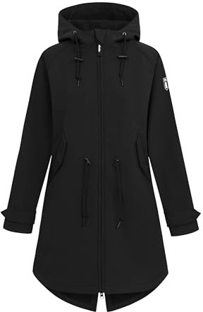 derbe Softshelljacke Island Friese Damen Schwarz 46 | Softshelljacke | Übergangsjacke | Frauen| Kapuze | Zip | Hamburg | Mantel | Black