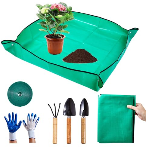 Pflanzmatte, Umtopfmatte, Pflanzunterlage, Pflanzenmatte, Gartenmatte, Potting Mat, Faltbare Wanne, 100cmx100cm