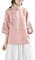 Style Chinois Rétro Coton Lin Haut Femmes Grande Taille Coupe Ample Chemise Exquise Broderie Traditionnelle Hanfu Blouse (Color : Pink, Size : XX-Large)