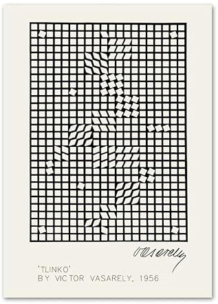 SGFGAD FHYWQ Berühmte Victor Vasarely Poster Abstrakte Wandkunst Minimalistische Linien Leinwand Malerei Victor Vasarely Drucke Für Wohnkultur Bilder 50x70cmx1 Kein Rahmen