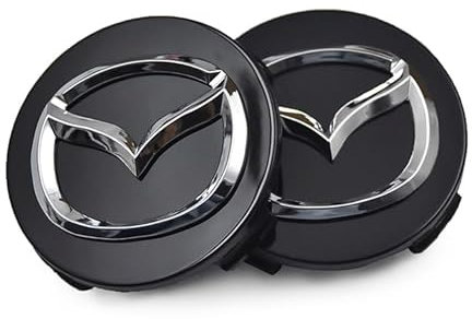 DLGJZS 4 Stück Auto Radnabenkappen für Mazda MX-5 NC,Radnaben Zentralabdeckung Nabendeckel Felgenkappen Wheel Caps mit Auto Emblem Logo Auto Zubehör,Black-S