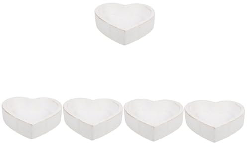 Alipis 5 Pièces Plateau assiette de fruits Love Plateau en forme de cœur Plateau de mariage bol en forme de coeur plat de bijoux de coeur plateau dessert multifonction plateaux en bois