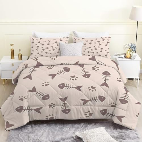 FamHarbor Bettdecke 135x200 cm, Braune FischgräTen, Wende Steppdecke Ganzjahresdecke Waschbare, Weiche Schlafdecke Bettdecke ohne Bezug, 4 Jahreszeiten Bettdecken 135 x 200, Beige