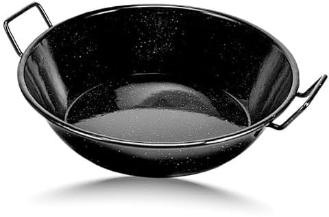 STL Enamel Non-Stick Wok Pan Kadhai with Raised Handles 30cm, Induction Safe, Flat Base for Even Heat Distribution, Heavy Duty Karahi for Shallow & Deep Frying, Black White Dots Design