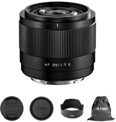 VILTROX AF 25mm F1.7 Air E Objetivo para Montura Sony E, f/1.7 Gran Apertura APS-C Objetivo con Enfoque automático Compatible con cámaras Sony ZV-E10 II EV10 A6700 A6600 A6400 A7C II A7RV A7III