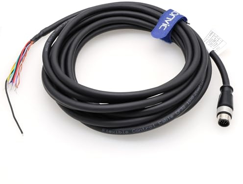 Eonvic Power IO Kabel für Cognex Kamera in Sight 2000 Serie Visual Sensors in Sight 7000 8000 Zebra FXR90 Reader M12 12 Pin A Code Stecker auf fliegende Kabel High Flex geschirmt CCB-PWRIO