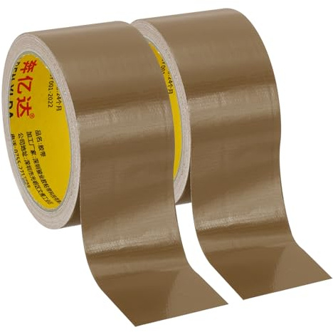 PATIKIL 2 Rollen Gewebeband, 50 mm x 10 m Gewebeklebeband, Panzertape Wasserfest, Reparaturband, Panzerband, Braun Buchbindungsband, Selbstklebend zur Reparatur, Bücher