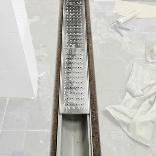 BTOIASYHF Entwässerungsgitter Einfahrtsrinne, langlebige Dachrinne mit Edelstahlgitter, Dachrinnenschutzabdeckung for Beton in der Außengarage(100x20x20cm)