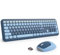 SbocKeeb Ttastiera e Mouse Senza Fili, Tastiera Silenziosa e Mouse Wireless, Full Size, Sottile Tastierino Numerico 2.4GHz, Americana QWERTY per laptop, desktop, MacBook, PC (Ocean Blue)