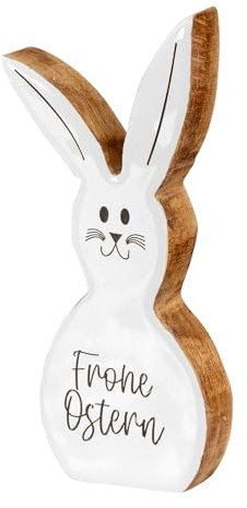 levandeo Deko Aufsteller Hase H21cm Mango Weiß Natur Braun Tischdeko Osterhase Osterdeko Frühling Ostern