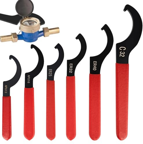 Trendecor Juego de llaves de gancho C de 6 unidades, llave de gancho ajustable para máquinas de grabado con mango antideslizante para apretar o aflojar la tuerca para apretar o aflojar la tuerca