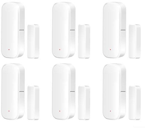 Sensor de puerta conectada Zigbee para interruptor Tuya para imán de puerta inteligente con soporte de voz para sistema de alarma para mayor seguridad del hogar (6 piezas)