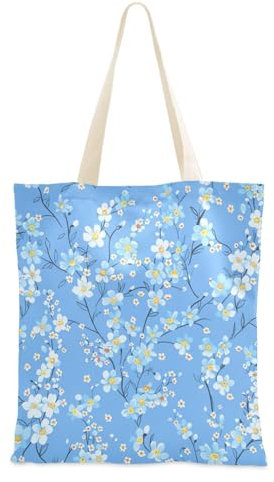 Personalisierbare Einkaufstasche aus Segeltuch Forget Me Not, Größe M, Blau, Vergissmeinnicht Blau, 1 size