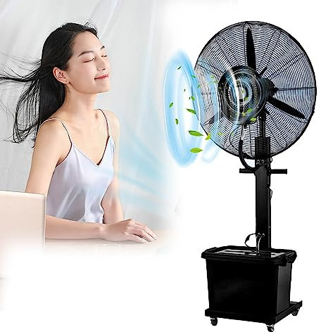 HMASNSEIY Portable Misting Fan Black Large Standing Spray Fan Mister 320W/380W High Velocity Air Circulator Heavy Duty Industrial Floor Fans (Size : 380W/30in)