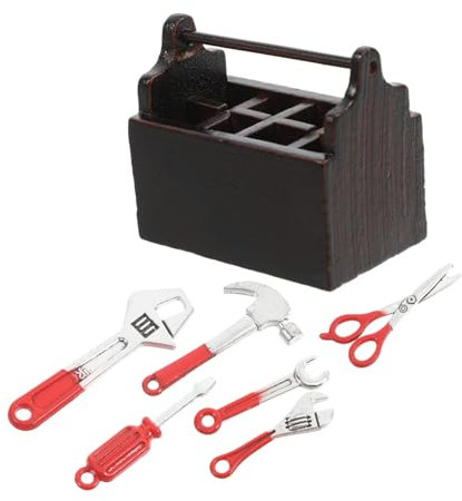 Warmhm 1 Satz Kleine Werkzeugkiste Zuhause Schmücken Mini-werkzeugkasten- Mini Reparierte Werkzeuge Mini-möbelmodell Lustiges Werkzeugkasten Minihaus Schmücken Holz