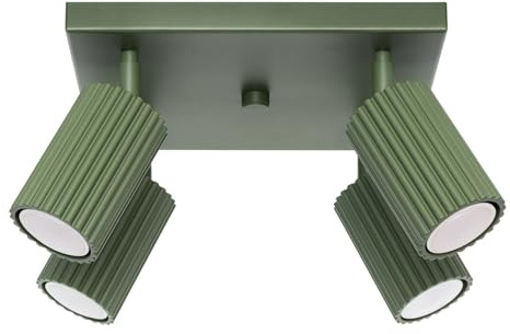 Licht-Erlebnisse Deckenstrahler 4-flammig GU10 aus Aluminium B: 25 cm klein schwenkbar verstellbar in Grün Modern Deckenleuchte Wohnzimmer Deckenlampe innen