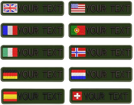 Parche de Nombre de Bordado Militar Táctico Personalizado de 2 piezas, Parche de Etiqueta de Número de Bandera Hispana de España Personalizado para Múltiples Bolsas de Ropa Chaquetas de Chaleco