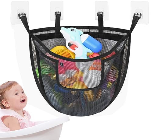 Oseczmut Badezimmer Spielzeug Aufbewahrung | Netz Aufbewahrung Für Badespielzeug | Großes Netz Aufbewahrungskorb Für Spielzeug In Bad Kinderzimmer Wohnung Dusche