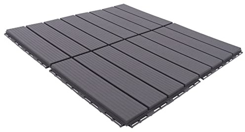 Terrassenfliesen Klicksystem 30x30cm, WPC Balkonfliesen mit Rillen-Design, Wetterfeste Bodenplatten für Terrasse & Garten, Rutschfeste PP Fliesen, Einfache Montage ohne Werkzeug