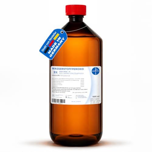 HERRLAN® Wasserstoffperoxid 3% stabilisiert – 1 Liter - FOOD GRADE | H₂O₂ Lösung - Für Wasserpflege, Reinigung & technische Anwendungen - BAuA N-121127 - Made in Germany - MHD 12 Monate