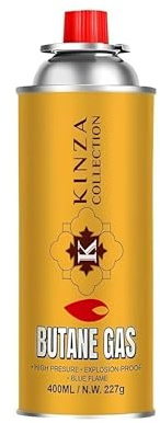 KINZA COLLECTION Butane Gas Canisters 227g | High Performance, Picnic Hiking Camping Gas for Portable Stoves, For BBQ, Heater & Chef Torch, Reliable Outdoor Cooking Fuel