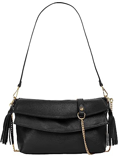 Samantha Look Umhängetasche Echt Leder Damen schwarz 101238