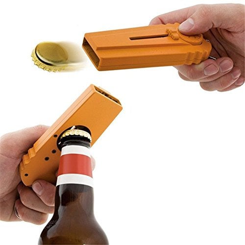 homiki 1PCS Portable capuchon bière Décapsuleur et bouchon Lanceur Shoots avec Anneaux Porte-clés pour Fun (Orange)