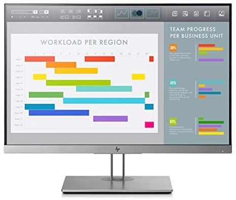 HP - PC EliteDisplay E243i Monitor, Schermo 24 IPS Antiriflesso FHD, Pannello BrightView, Regolabile Altezza fino a 150 mm, Pivoting 90°, Comandi Integrati, VGA, HDMI, DisplayPort, Argento
