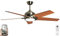 Fanelite - Brasseur d'air 132 cm laiton antique SABA - Moteur DC 38W - Lumière LED 20W dimmable 3 couleurs - Télécommande - Wifi - Contrôles vocaux - 5 pales - Très silencieux