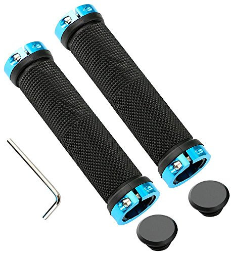 QitinDasen 1 Paar Professionelle Fahrradlenkergriffe, Rutschfester Gummi Fahrradgriff, Ergonomisch Fahrradgriffe, Fahrradgriffe Protector für MTB BMX (Blau)
