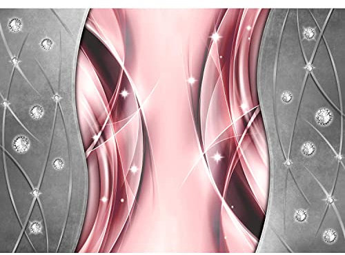 Runa Art Fototapete Abstrakt Diamant 352 x 250 cm Vlies Tapeten XXL Moderne Wandtapete Wohnzimmer Schlafzimmer Rosa Grau 9318011b